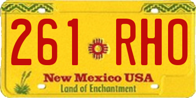 NM license plate 261RHO