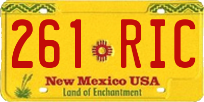 NM license plate 261RIC