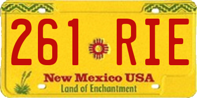NM license plate 261RIE