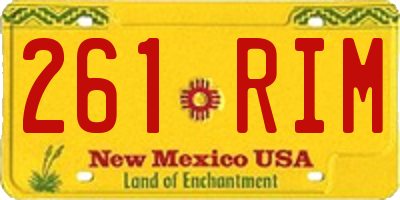 NM license plate 261RIM