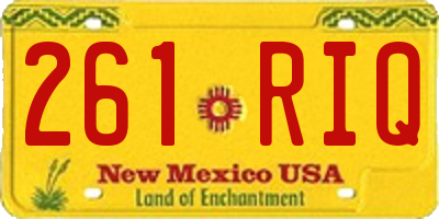 NM license plate 261RIQ