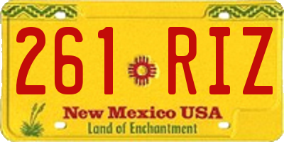 NM license plate 261RIZ