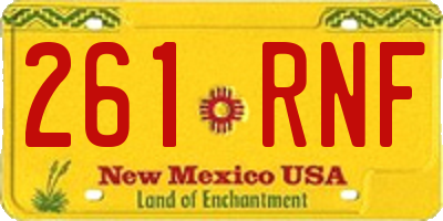NM license plate 261RNF