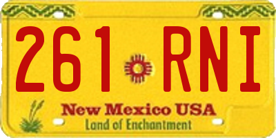 NM license plate 261RNI