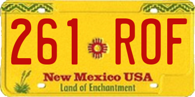 NM license plate 261ROF