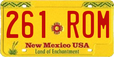 NM license plate 261ROM
