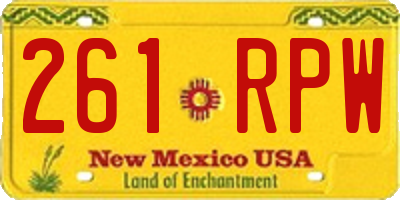 NM license plate 261RPW