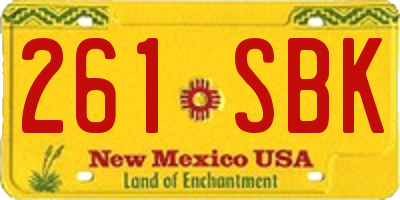 NM license plate 261SBK