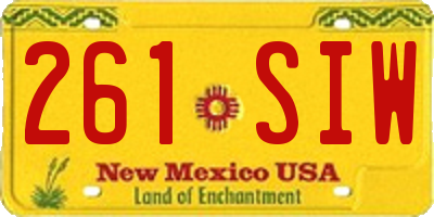 NM license plate 261SIW