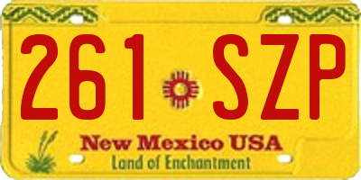 NM license plate 261SZP