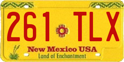 NM license plate 261TLX