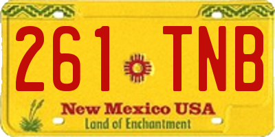 NM license plate 261TNB