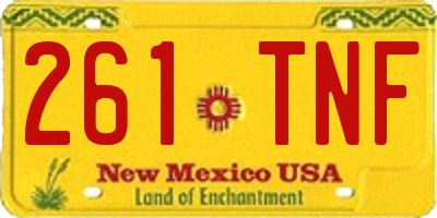 NM license plate 261TNF