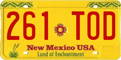 NM license plate 261TOD