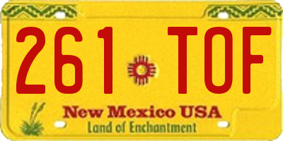 NM license plate 261TOF
