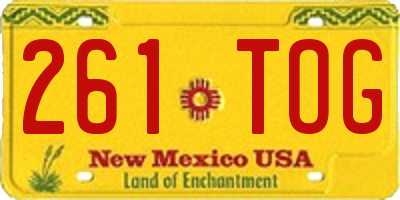 NM license plate 261TOG
