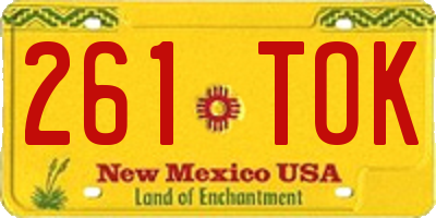 NM license plate 261TOK