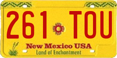 NM license plate 261TOU