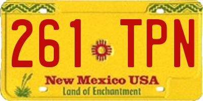 NM license plate 261TPN
