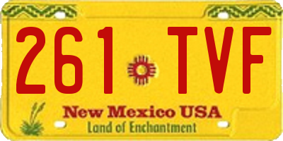 NM license plate 261TVF