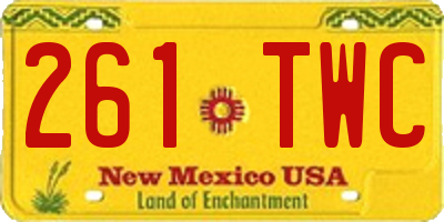 NM license plate 261TWC