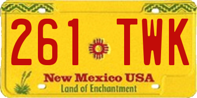 NM license plate 261TWK