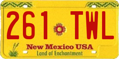 NM license plate 261TWL