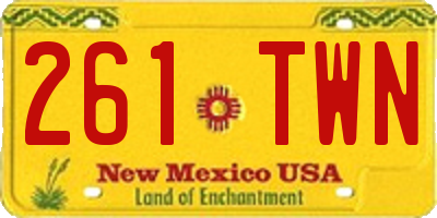 NM license plate 261TWN