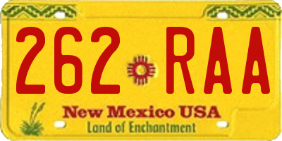 NM license plate 262RAA