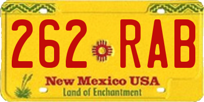 NM license plate 262RAB