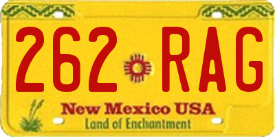 NM license plate 262RAG