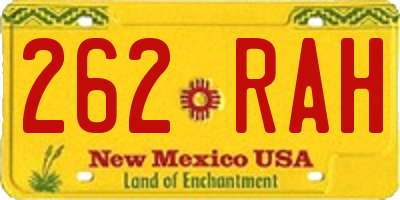 NM license plate 262RAH