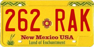 NM license plate 262RAK