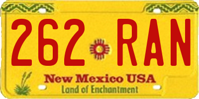 NM license plate 262RAN