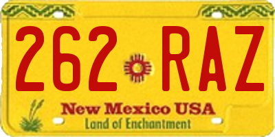 NM license plate 262RAZ