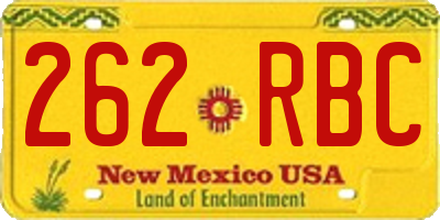 NM license plate 262RBC