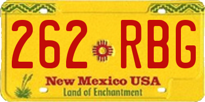 NM license plate 262RBG