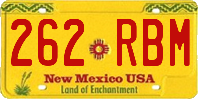 NM license plate 262RBM