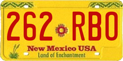 NM license plate 262RBO