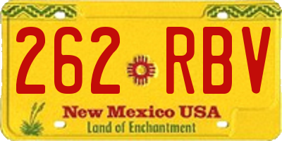 NM license plate 262RBV
