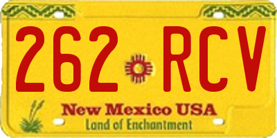 NM license plate 262RCV