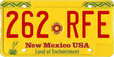 NM license plate 262RFE