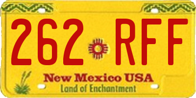 NM license plate 262RFF