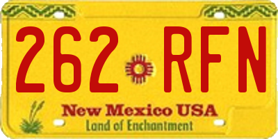 NM license plate 262RFN