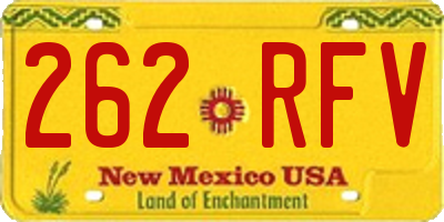 NM license plate 262RFV