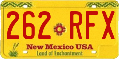 NM license plate 262RFX
