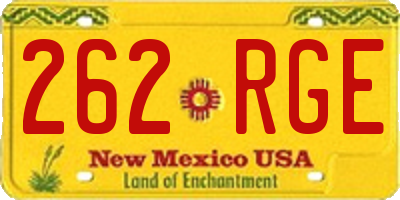 NM license plate 262RGE