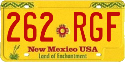 NM license plate 262RGF