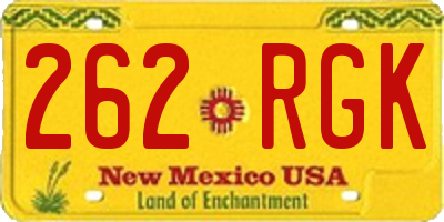 NM license plate 262RGK