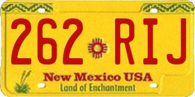 NM license plate 262RIJ